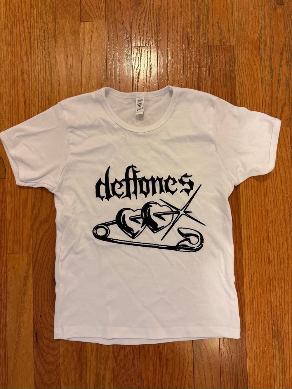 Deftones long white babydoll tee- L